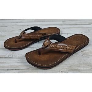 CLARKS Women's Fenner Nerice Flip-Flop Sandals Braided Trim Strap Brown Size 12M